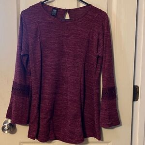 Maroon Long Sleeve Women's Top